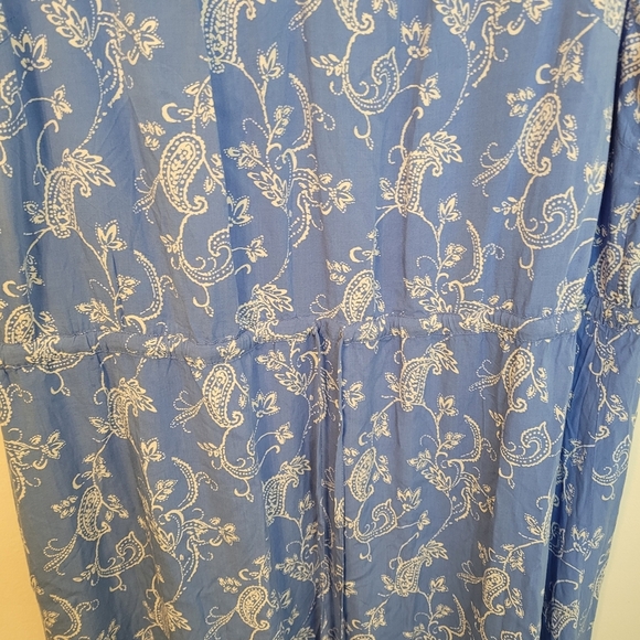 NWT Talbots Maxi Dress,  Blue Paisley Floral Flowy Drawstring Waist Size 24W - Picture 6 of 8